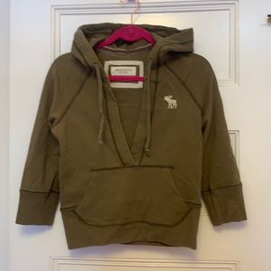 Abercrombie and Fitch Large 3/4 Sleeve Brown Hooded Sweatshirt